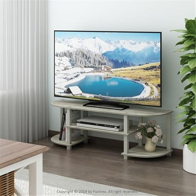 Furinno Turn-S-Tube Wide TV Entertainment Center Sonoma Oak/White 47. 25x13. 4x15. 9