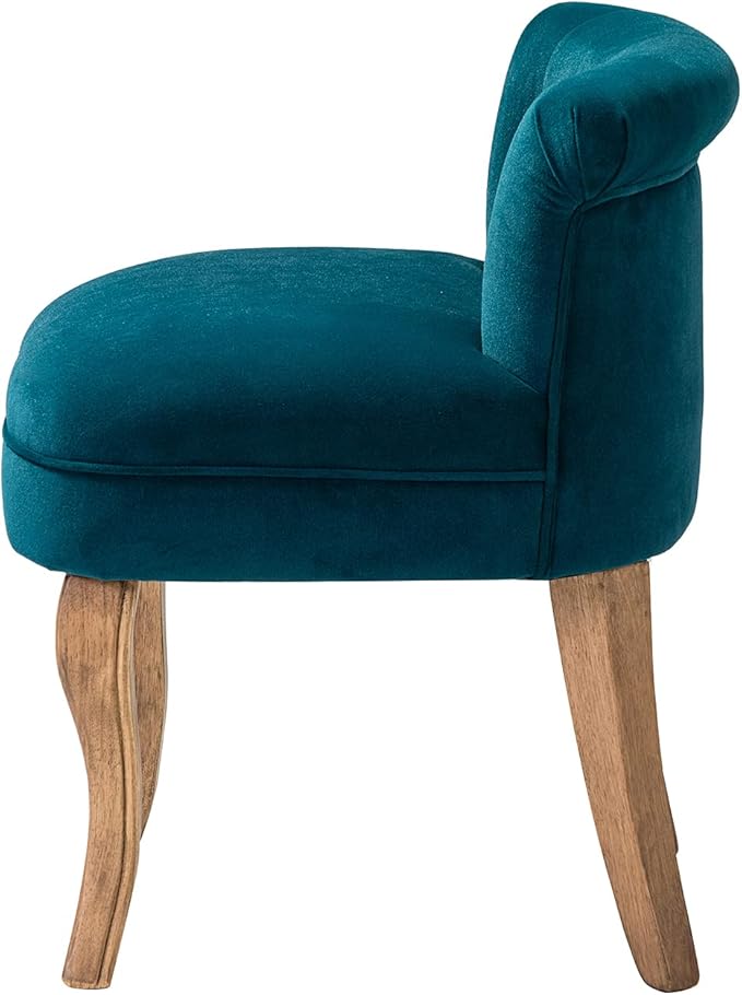 Modern Velvet Vanity Chair with with Solid Wood Legs Upholstered Vanity Stool with Low Back Small Makeup Chair Home Decor for Bedroom Living Room Dressing Table Women Girls