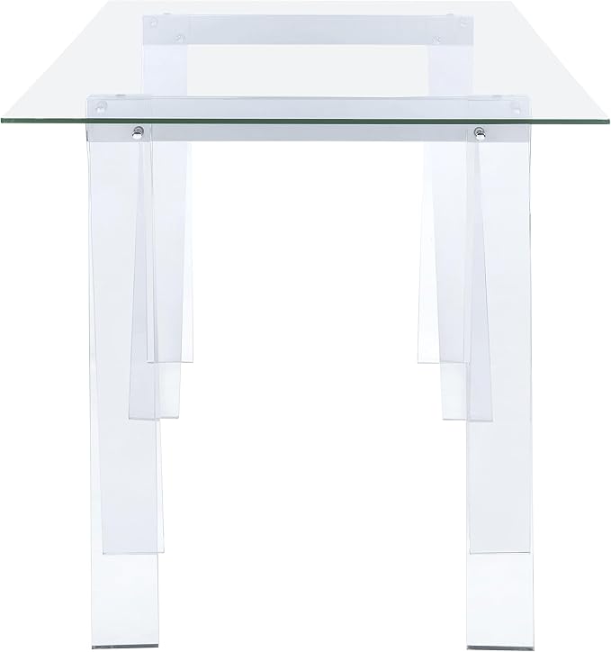 Coaster Home Furnishings – Amaturo – Glass &amp Metal – 59-Inch Transparent Design Writing Desk with Tempered Glass Top Chrome Supports and Sawhorse Base – Home Office &amp Living Room – Clear - 8