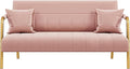 Yaheetech 56.5 W Modern Sofa Small Sofa Luxurious Velvet Fabric Couch with Gold-Tone Metal Arms and Legs for Living Room Home Office Studio Pink