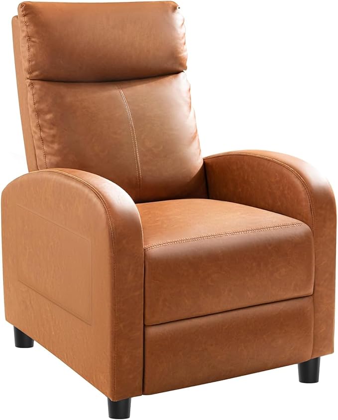 Homall Recliner Chair Recliner Sofa PU Leather for Adults Recliners Home Theater Seating with Lumbar Support Reclining Sofa Chair for Living Room (Khaki Leather)