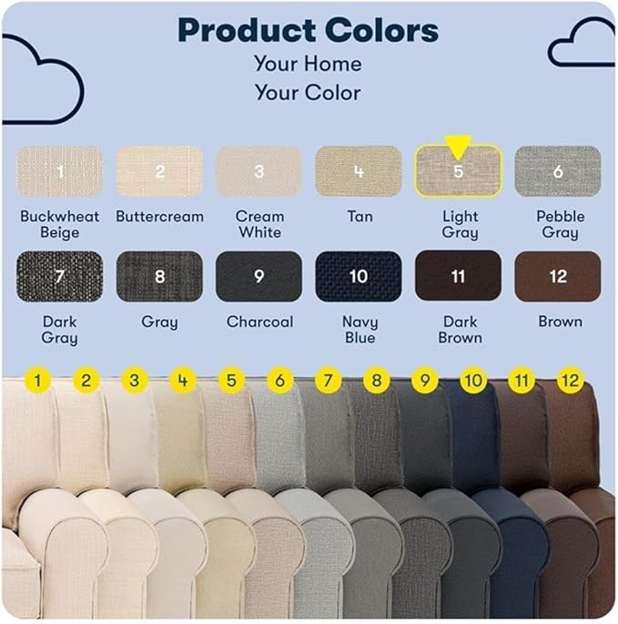 BOWERY HILL 61 Rolled Arm Loveseat Sofa Light Gray Upholstered Anti-Pilling Polyester Fabric Removable Covers Compact Modern Design Solid Wood Frame Living Room Two-Seater Couch