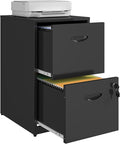 2 Drawer File Cabinet with Lock Metal File Cabinets for Home Office Under Desk Storage Printer Stand Office File Cabinets for Letters and File Boxes Assembly Required Black