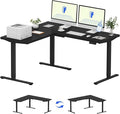 FLEXISPOT L Shaped Standing Desk 63 x 55 Inch Electric Height Adjustable Corner Desk Sit Stand Computer Workstation Preset Controller Home Office Black Frame with Black Top