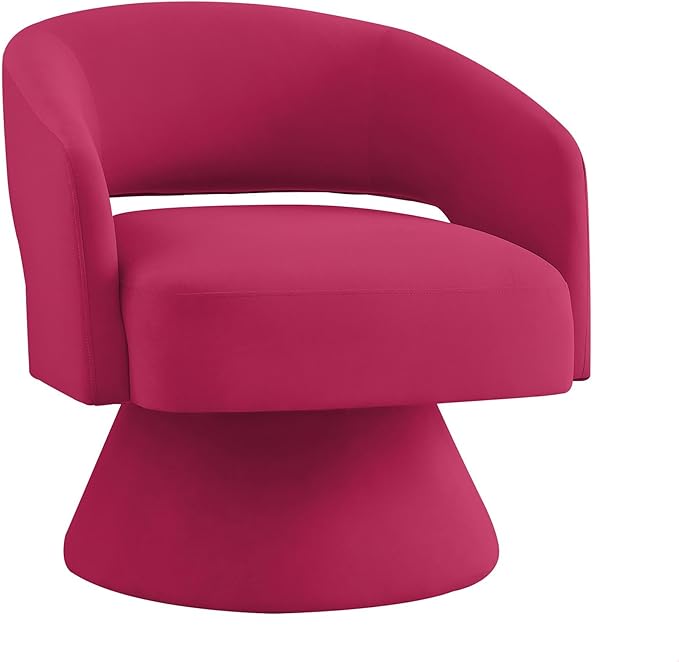 GDFStudio Swivel Barrel Chair Accent Arm Chair for Living Room Upholstered Velvet Round Reading Armchair Modern 360 Degree Comfy Swivel Chair with Open Backrest for Bedroom Office Rose Pink