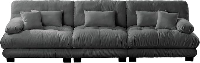 133.8 Oversized Modular Sofa 3-Seater-Cloud Sleeper Design Plush Cushions &amp Pillows for Living Room Home Theater ApartmentChenille Fabric（Grey）