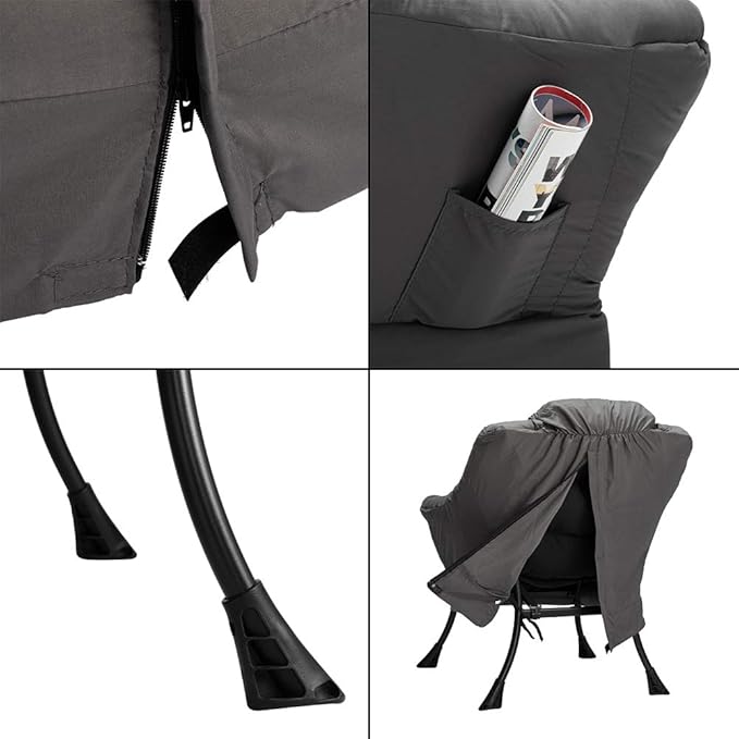 HollyHOME Lazy Chair with Armrest and Side Pocket Comfy Accent Lounge ChairLeisure Sofa Armchair for Living Room Bedroom Dorm or Small Spaces Oversized Reading Sofa ChairDark Grey
