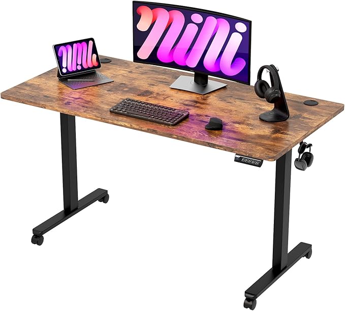 Monomi Electric Height Adjustable Standing Desk 48x24 Inches Ergonomic Home Office Sit/Stand Up Desk(Vintage Brown)