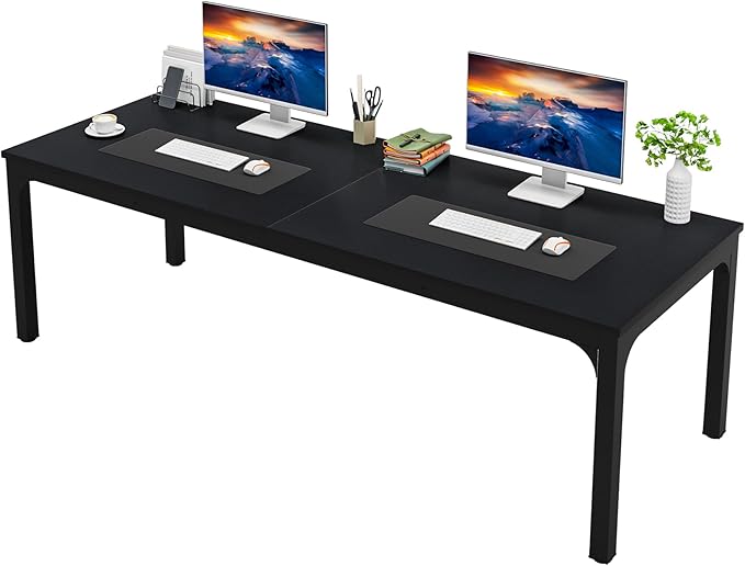 Tribesigns 2-Person Home Office Desk 78.7 Extra Long Computer Desk Double Workstation for Home Office Work Desk for Two People (Black)