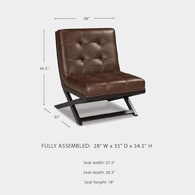 Signature Design by Ashley Sidewinder Mid-Century Modern Faux Leather Accent Chair Brown