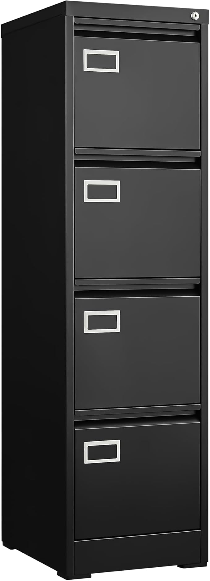 4 Drawer Small Vertical File Cabinet with Lock Under Desk Locking Drawers Storage Cabinet Organizer for HomeOffice Metal Filing CabinetsLetter Size/A4/Legal FileBlack