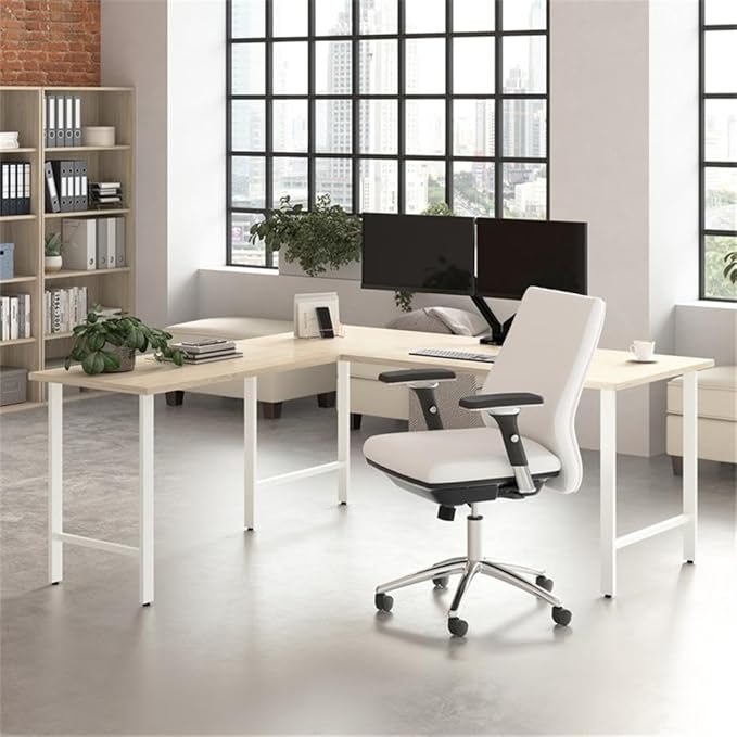 Bush Business Furniture Hustle 72W x 30D Computer Desk with Metal Legs in Natural Elm Modular Office Table for Home and Professional Workspace