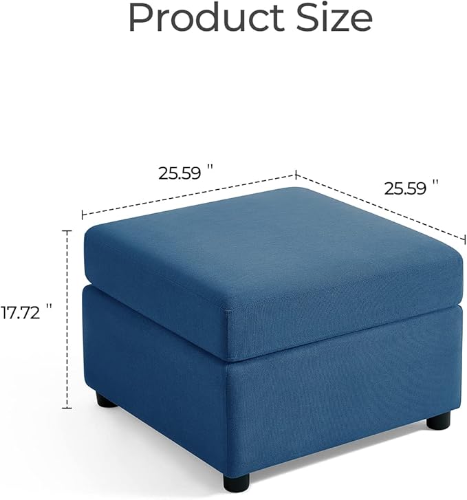 LINSY HOME Modular Sectional Sofa with Storage Washable Sectional Couch Covers Changeable Couch Ottoman to Extend Your Sofa Blue