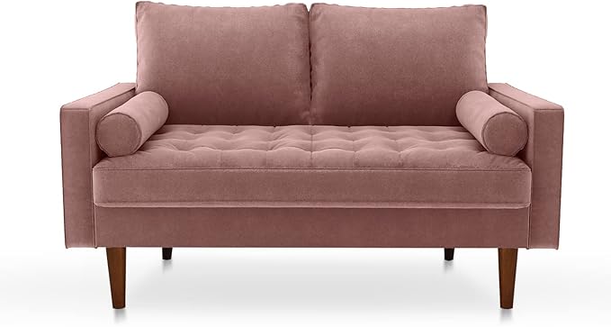 SILKIR Velvet Loveseat Sofa Love Seats Furniture for Small Spaces Mid-Century Modern Loveseats for Living Room Love Seat Couch 58 Inches Rose