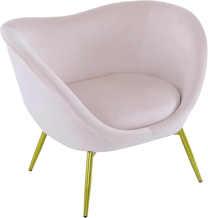 Modern Accent Chair for Living Room Lounge Chair for Bedroom with Gold Metal Legs Vanity Chair for Makeup Room Velvet Pink