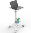 Adjustable Height Portable Laptop Desk with WheelsWhite Computer Cart on WheelsStanding Mobile Desk Workstation Utility Medical Cart