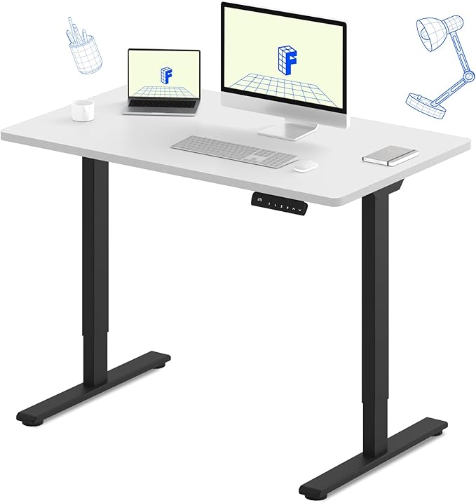 FLEXISPOT E3 Dual Motor Electric Standing Desk 48 x 30 Sit Stand Up Desk Holds 220 lbs Adjustable Height w/Memory Presets One-Piece White Desktop &amp Black Frame Ships in 2 Boxes