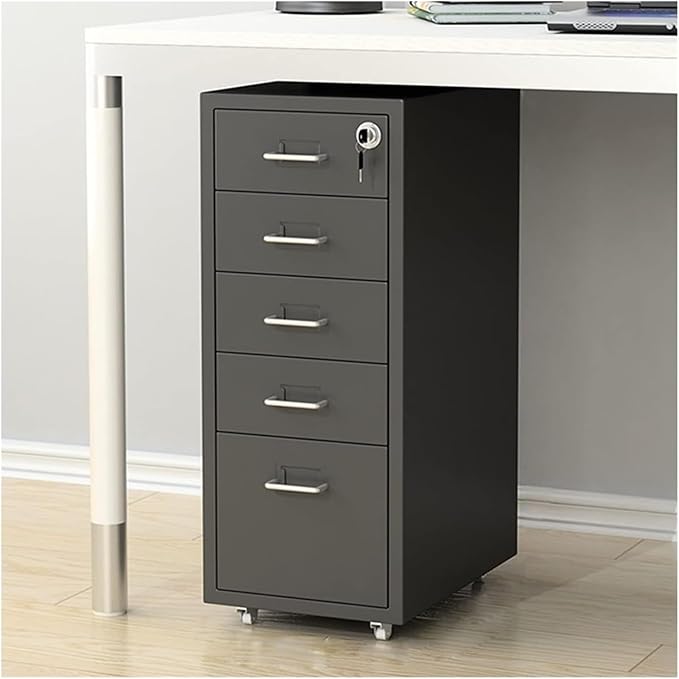 File Cabinet 5 Drawer Locking File Cabinet Under Desk Metal Filing Cabinet Under Desk Storage(Color:Model E) 1.4mm