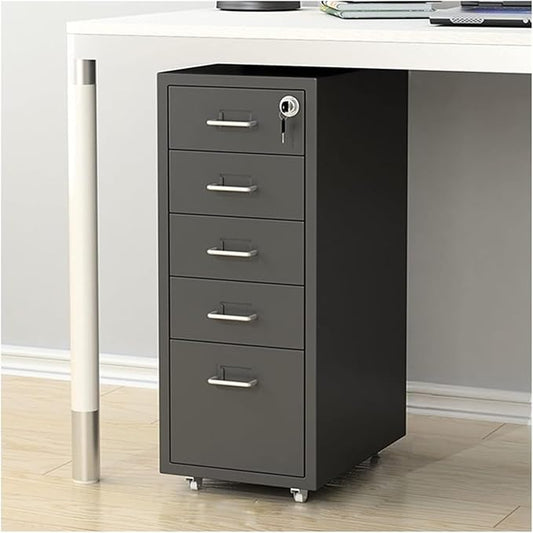 File Cabinet 5 Drawer Locking File Cabinet Under Desk Metal Filing Cabinet Under Desk Storage(Color:Model E) 1.4mm