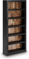 Signature Design by Ashley Wildenauer Casual 75 Bookcase with Adjustable Shelves Black &amp Light Brown