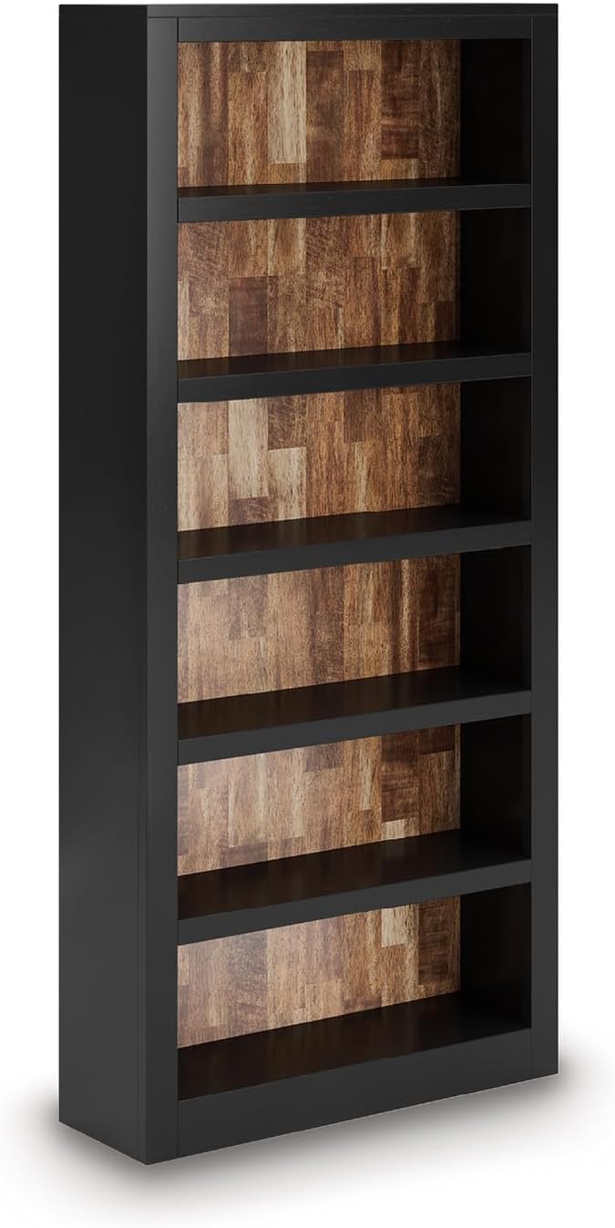 Signature Design by Ashley Wildenauer Casual 75 Bookcase with Adjustable Shelves Black &amp Light Brown