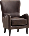 Chifee &amp Vingol 28W Mid-Century Accent Chair Modern Wingback Club Chairs Faux Leather Upholstered Armchair with High Backrest Ergonomic Single Sofa Chair for Living Room Bedroom Reading NookPU B