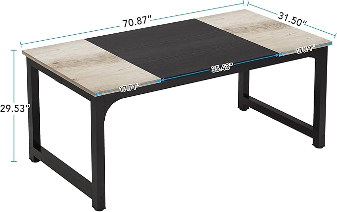 LITTLE TREE 70.8 Inch X-Large Executive Computer Office Desk Grey+Black