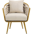 Velvet Accent Chair Modern Upholstered Armchair Tufted Chair with Metal Frame Single Leisure Chairs for Living Room Bedroom Office Balcony