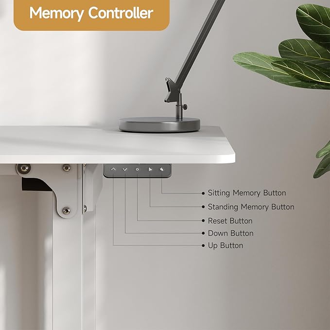 ONBRILL Standing Desk 63x30 Inches Rectangle Stand Up Desk with 4 Legs Dual Motor and Memory Controller Adjustable Height from 28-46 Inches for Home and Computer Workstation White
