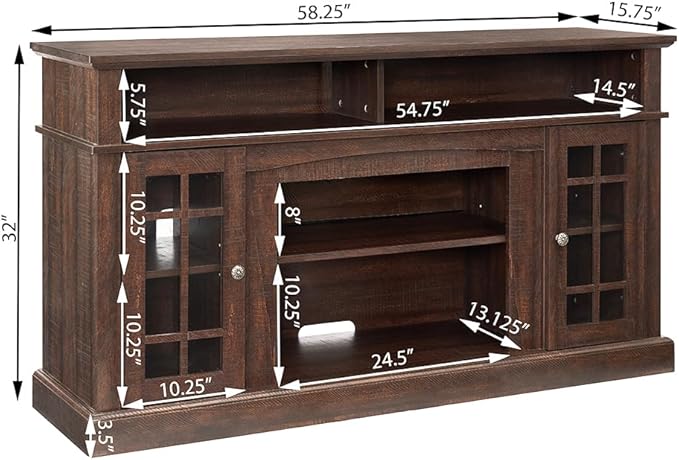 Espresso TV Stand - Traditional American Country Style Entertainment Center with Storage - Fits 65 Inch TV - Media Console for Living Room