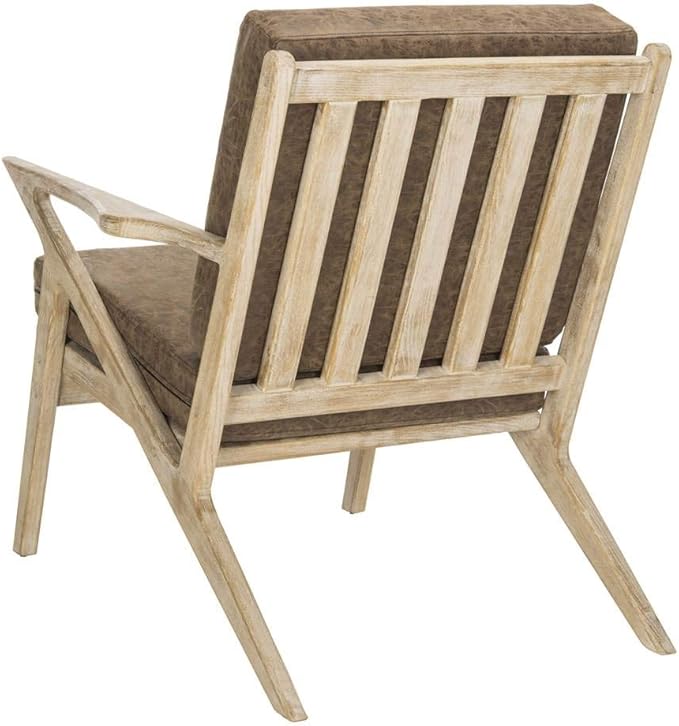 Safavieh Home Varys Light Brown Faux Leather and White Wash Accent Chair