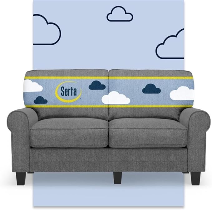 BOWERY HILL 61 Rolled Arm Loveseat Sofa Removable Covers Dark Gray Upholstery Compact Space-Saving Design Solid Wood Frame High-Density Foam Cushions Low-Profile Seating for Small Living Room