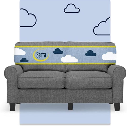 BOWERY HILL 61 Rolled Arm Loveseat Sofa Removable Covers Dark Gray Upholstery Compact Space-Saving Design Solid Wood Frame High-Density Foam Cushions Low-Profile Seating for Small Living Room
