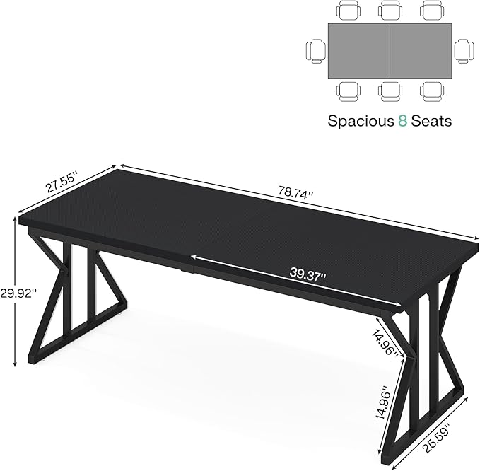 Tribesigns 78.7-Inch Executive Desk Large Computer Office Desk Workstation Modern Simple Style Laptop Desk Study Writing Table Business Furniture for Home Office (Black 78.7 Inch)