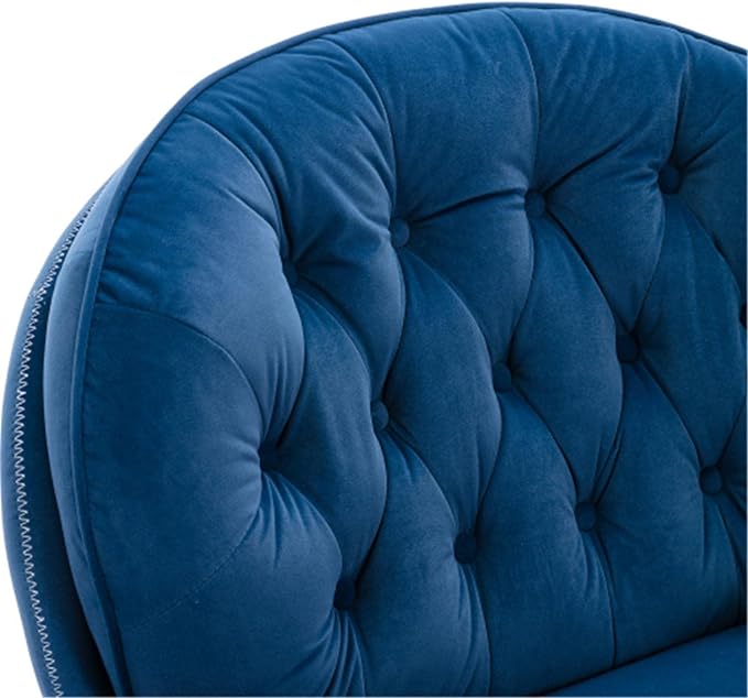 Blue Accent Chair with Ottoman 360 Degree Swivel Velvet Upholstered Chair with Metal Leg Lounge Armchair with Metal Base Frame for Living Room Bedroom Office