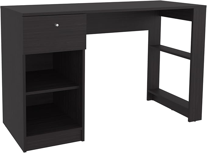 120 Home 47 Wide One Drawer Desk Four Shelves Writting Desk Gamer Desk Home Office Living Room Black KY556