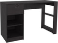 Black Computer Desk with 1 Drawer &amp 2 Shelves - Writing Desk for Home Office