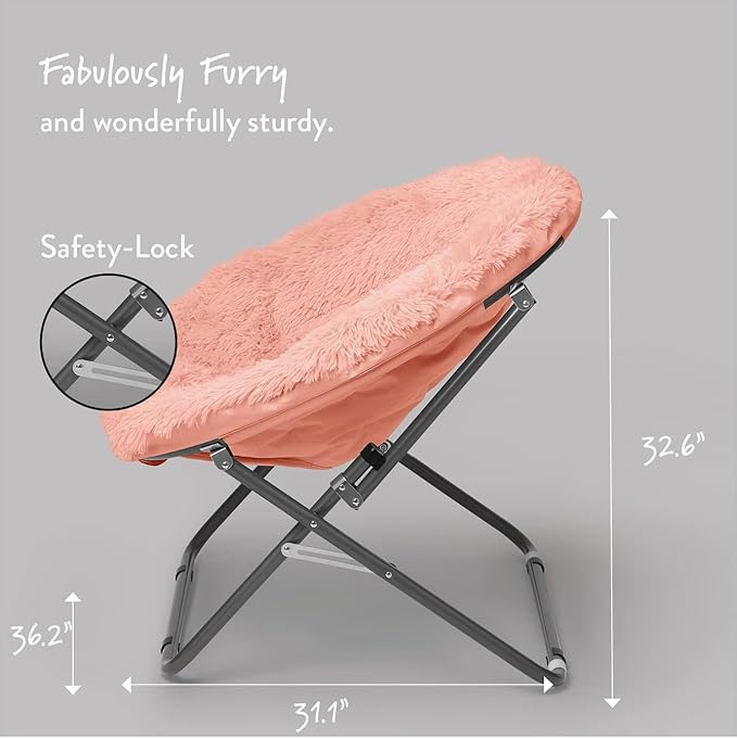 Urban Lifestyle Mongolian Faux Fur Oversized Saucer Chair Blush