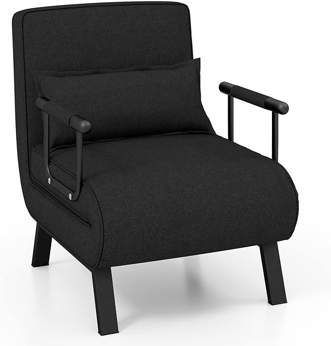 Giantex Convertible Sleeper Chair Bed 4-in-1 Sofa Bed with 6-Position Adjustable Backrest &amp Metal Legs Cozy Chaise Lounge Couch for Adults Folding Armchair for Living Room Office Guest Room (Bl