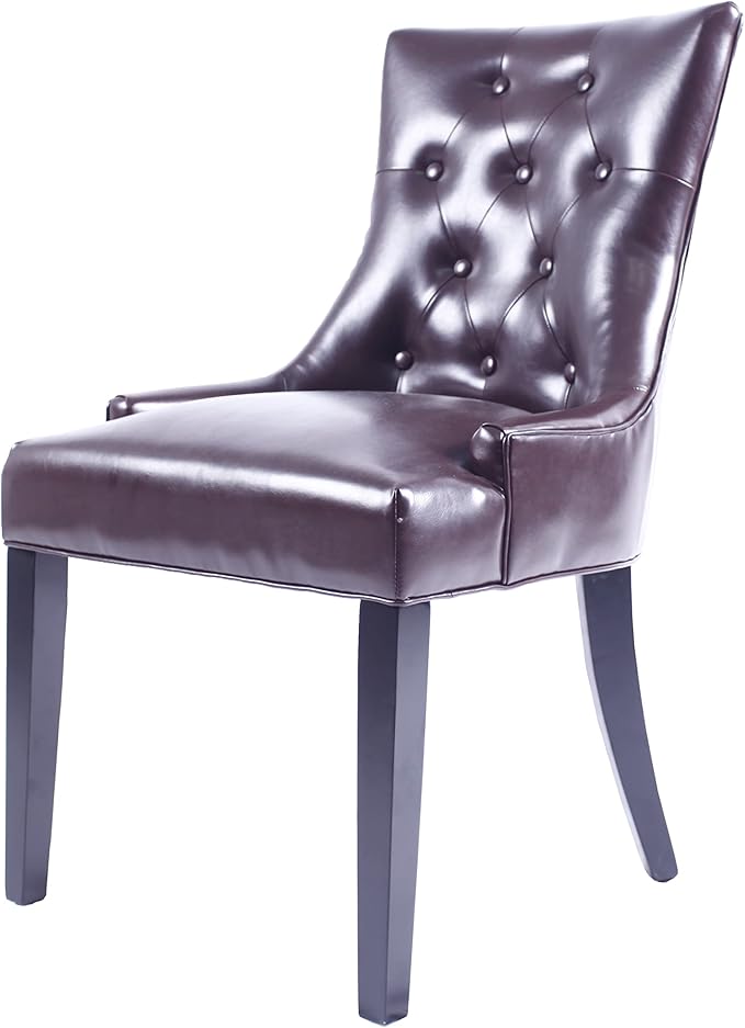 Dark Brown Bounded Leather Dinng Chair Living Room Chair2 pcs Set