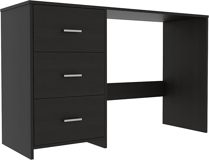 Classic 3 Drawers Writing Work Study Desk with Two Shelves for Home Office Living Room 17 72''W X 17 72''D Black