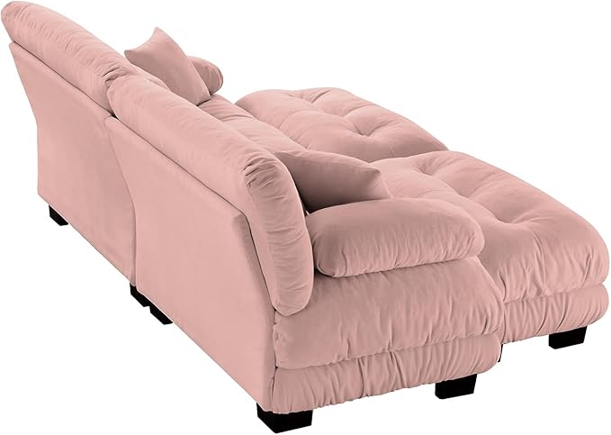 Loveseat Modular U Shaped Sectional Sofa U Shaped Couch with 2 Ottoman Comfy Sofa for Living Room Cloud Couch Oversized Deep Seat with 4 PillowsChenille Pink