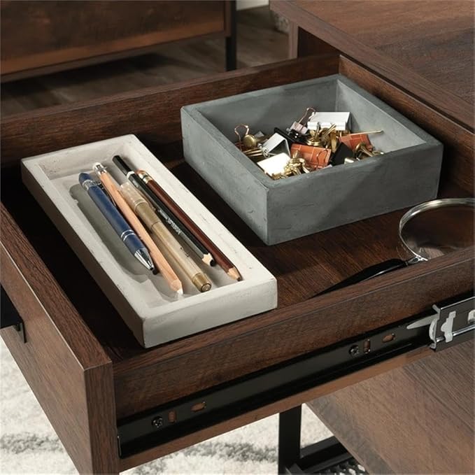 Pemberly Row Mobile File Cabinet Engineered Wood and Metal Barrel Oak Finish 26.58 H x 17.95 W x 20.32 D 2 Drawers with File Storage Perforated Shelf Locking Casters Home Office Organizing