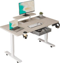 Height Adjustable Electric Standing Desk with One Drawer Table with Storage Shelf Sit &amp Stand Home Office Desk with Storage Space (Oak 55x30)