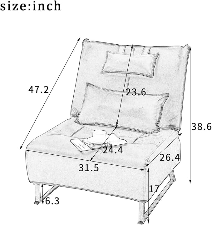 Accent Chair Tv Chair Living Room Chair Lazy Recliner Comfortable Fabric Leisure Sofa Modern High Back Armchair Balcony Study Reading Corner Chair Black