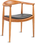 Tomile Hans Wegner Kennedy Armchair Upholstered Mid Century Dining Chair with PU Leather Seat Solid Wood Frame and Ergonomic Curved Backrest Fully Assembled Kennedy Chair for Home Office (Chestnut)