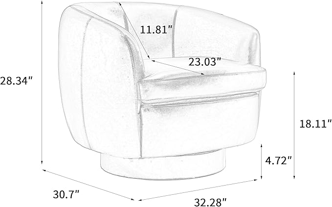 Faux Leather Swivel Barrel Chair Modern Round Swivel Accent Chair with 360° Rotation Upholstered Armchair Club Chair for Living Room Bedroom Office (Light Brown)
