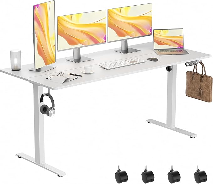 Singel Motor Standing Desk 63 inch White