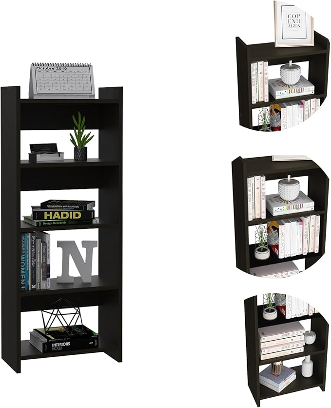 Epinki Home Office Desk Set Single Drawer Keyboard Tray Bookcase Black Particle Board