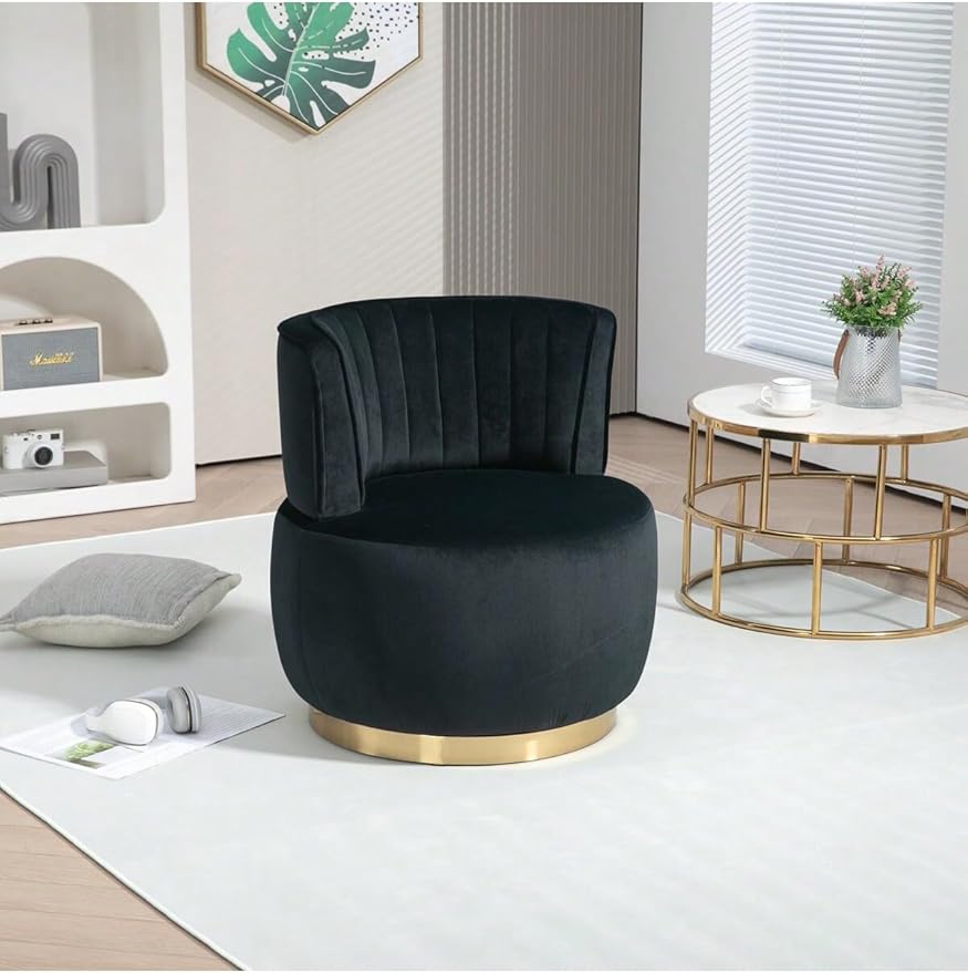 KINFFICT Velvet Swivel Accent Barrel Chair Set of 2 Mid Century Modern Arm Chair 360° Swivel Club Chairs Upholstered Comfy Single Sofa Chair Cozy Leisure Chair for Living Room Bedroom Lounge Hotel